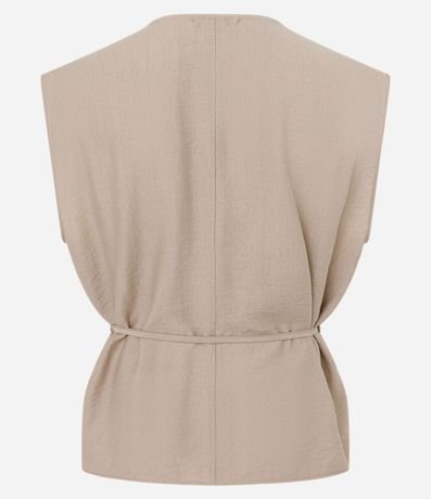 Blusa Manga Corta en Crepé con Escote Degagê y Lazo 5