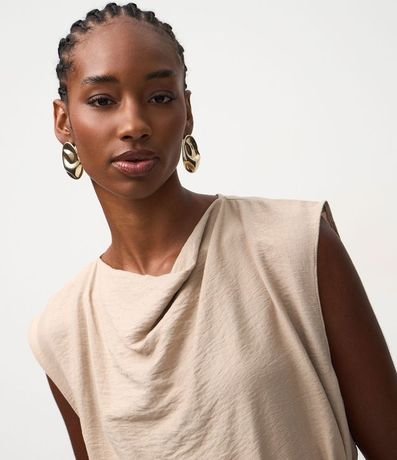 Blusa Manga Corta en Crepé con Escote Degagê y Lazo 3