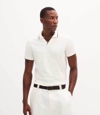 Camisa Polo Manga Corta con Detalle Contrastante