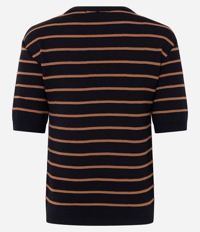 Blusa Manga Corta en Punto con Estampa Rayada 6