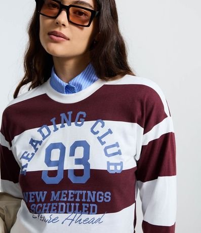 Blusa Rayada en Media Malla con Estampado Reading Club 3