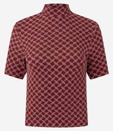 Blusa en Rib con Cuello Alto y Estampado de Eslabones 4