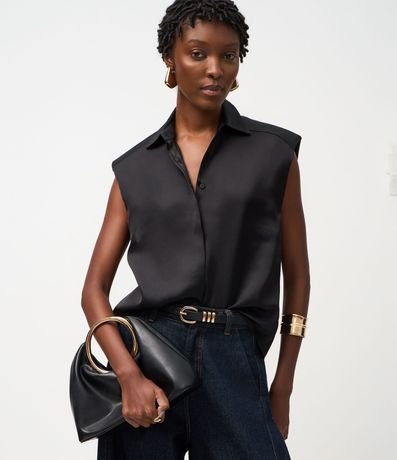 Camisa Satinada con Hombreras