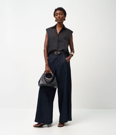 Camisa Satinada con Hombreras 2