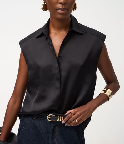 Camisa Satinada con Hombreras 4