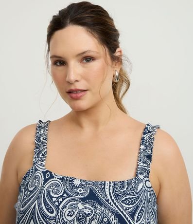 Vestido Midi con Estampado Paisley y Breteles Fruncidos Curve & Plus Size 3