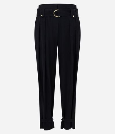 Pantalón Carrot en Sastrería con Cinturón y Detalle en el Ruedo