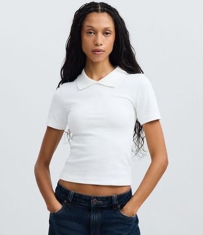 Blusa Básica Manga Corta con Cuello Polo