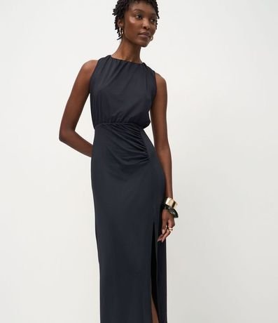 Vestido Largo en Poliamida con Encaje Lateral 2