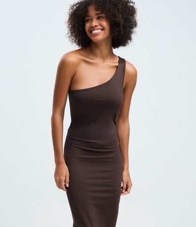 Vestido Midi Assimétrico Hombro Único con Encaje Lateral 4