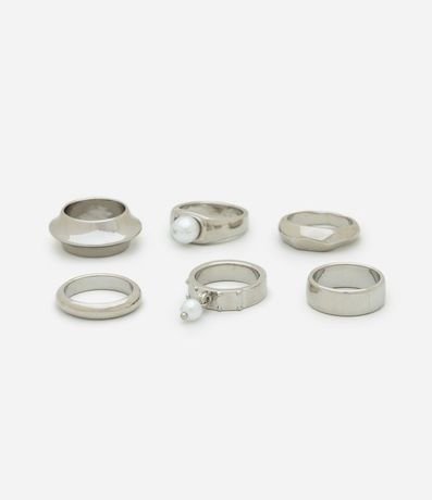Kit 06 Anillos Metalizados con Aplicación de Perla 2