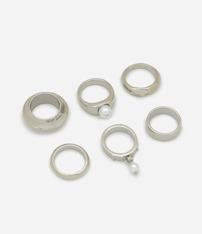 Kit 06 Anillos Metalizados con Aplicación de Perla 3