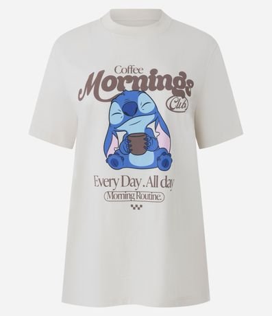 Remera alargada en Algodón con Estampado Stitch Coffee Morning 4