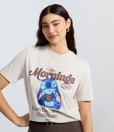 Remera alargada en Algodón con Estampado Stitch Coffee Morning 1