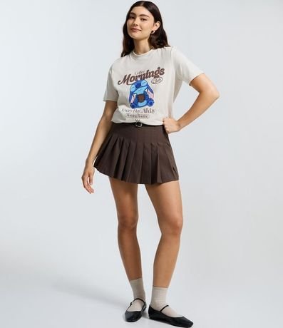 Remera alargada en Algodón con Estampado Stitch Coffee Morning 2