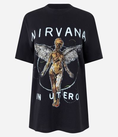 Remera Manga Corta con Estampa de Nirvana Albúm In Utero