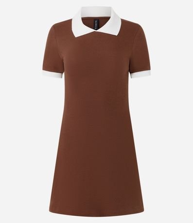Vestido Corto en Rib con Cuello Polo 4