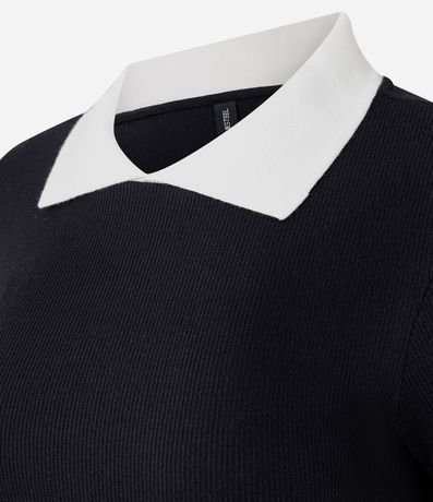Vestido Corto en Rib con Cuello Polo 5
