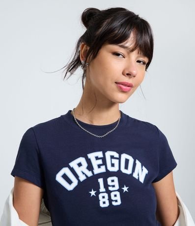 Remera Manga Corta en Algodón con Lettering Oregon