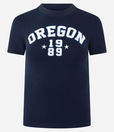 Remera Manga Corta en Algodón con Lettering Oregon 4