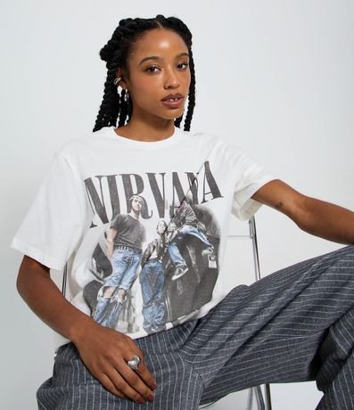 Remera en Algodón con Estampado y Lettering Nirvana 1