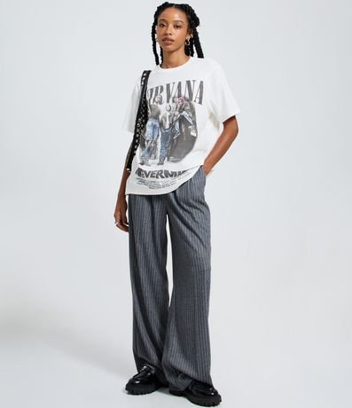 Remera en Algodón con Estampado y Lettering Nirvana 2