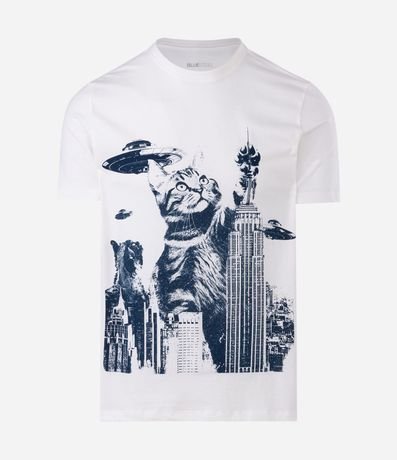 Remera en Algodón con Estampado Gatozilla 3