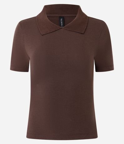 Blusa Básica Manga Corta con Cuello Polo 4