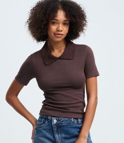 Blusa Básica Manga Corta con Cuello Polo