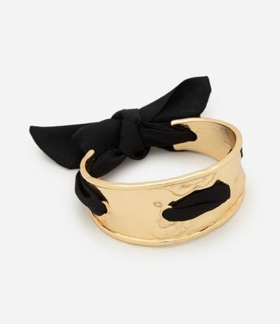 Pulsera Rígida en Metal con Tejido Entrelazado