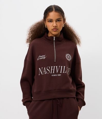Buzo con Half Cremallera y Lettering Nashville