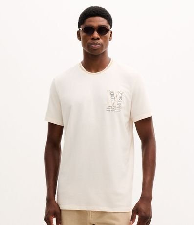 Remera en Algodón Manga Corta con Lettering M Bordado 1