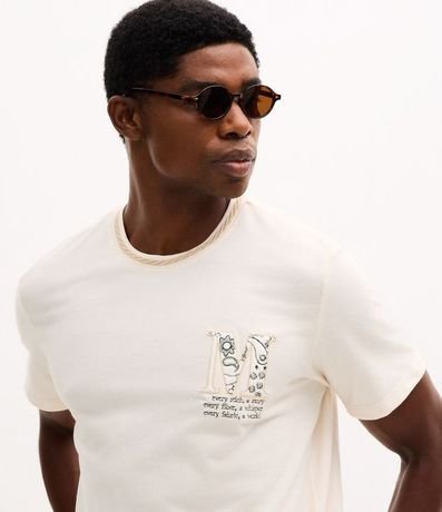 Remera en Algodón Manga Corta con Lettering M Bordado 4