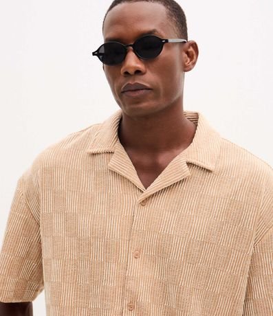 Camisa Boxy en Tejido Texturizado con Cuello Bowling 3