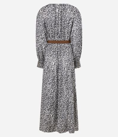 Vestido Midi Satinado con Cinturón en Gamuza 8