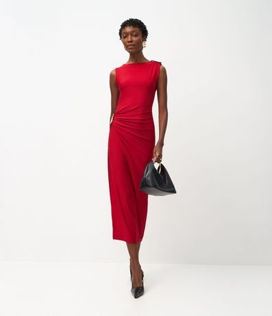 Vestido Midi con Adorno en Gota y Encaje Lateral 2