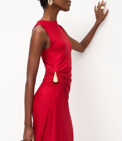 Vestido Midi con Adorno en Gota y Encaje Lateral 4