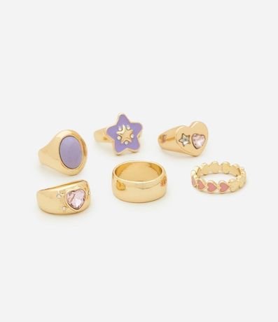 Kit 06 Anillos Esmaltados con Formatos Variados 2