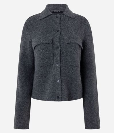 Campera Regular en Punto con Bolsillos Aplicados 6