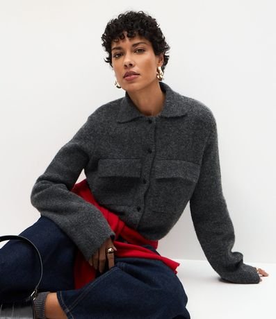 Campera Regular en Punto con Bolsillos Aplicados 5