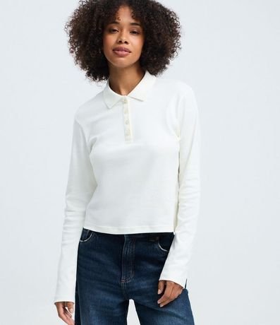 Blusa Polo con Manga Larga en Algodón