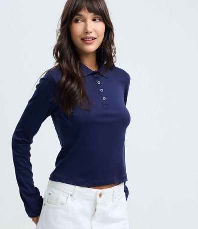 Blusa Polo con Manga Larga en Algodón