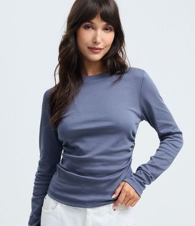 Blusa Manga Larga con Fruncido en la Cintura en Algodón