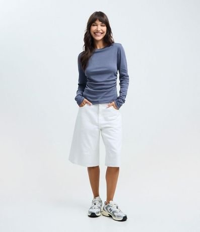 Blusa Manga Larga con Fruncido en la Cintura en Algodón 2