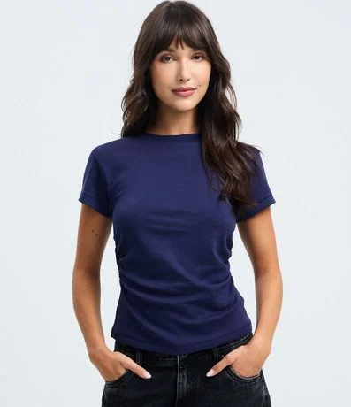 Blusa Manga Corta con Fruncido en el Lateral