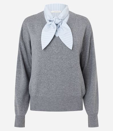 Suéter Regular en Punto con Efecto de Camisa Sobrepuesta 5