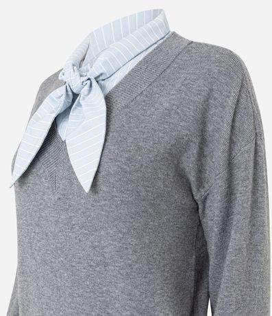 Suéter Regular en Punto con Efecto de Camisa Sobrepuesta 6