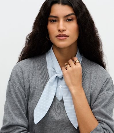 Suéter Regular en Punto con Efecto de Camisa Sobrepuesta 3