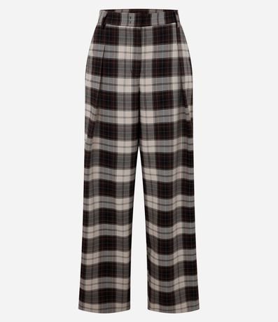 Pantalón Wide Leg Sastre con Estampa de Cuadros 6