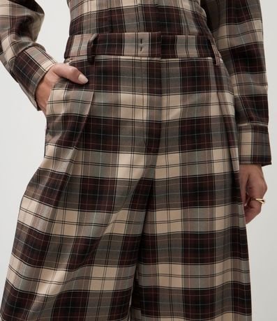 Pantalón Wide Leg Sastre con Estampa de Cuadros 4